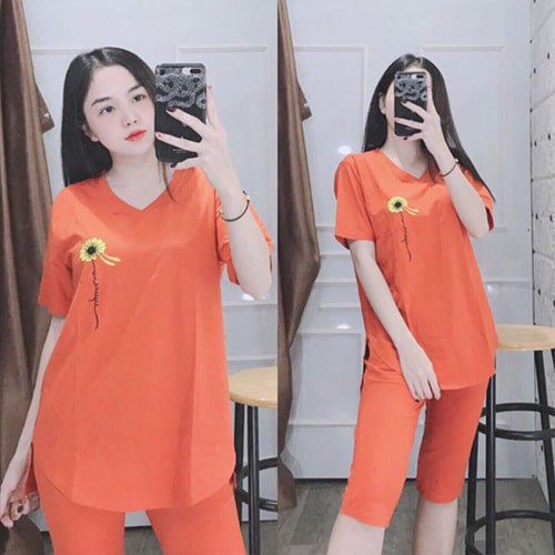 Đồ bộ nữ đẹp, mặc nhà vải cotton quần lửng tay ngắn - Chất liệu thun co giãn 4 chiều thoáng mát A017 | BigBuy360 - bigbuy360.vn