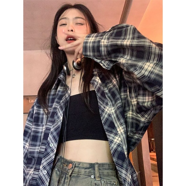 Áo Sơ Mi Tay Dài Dáng Rộng Họa Tiết Kẻ Sọc Phong Cách Cổ Điển Thời Trang Xuân Thu Cho Nữ