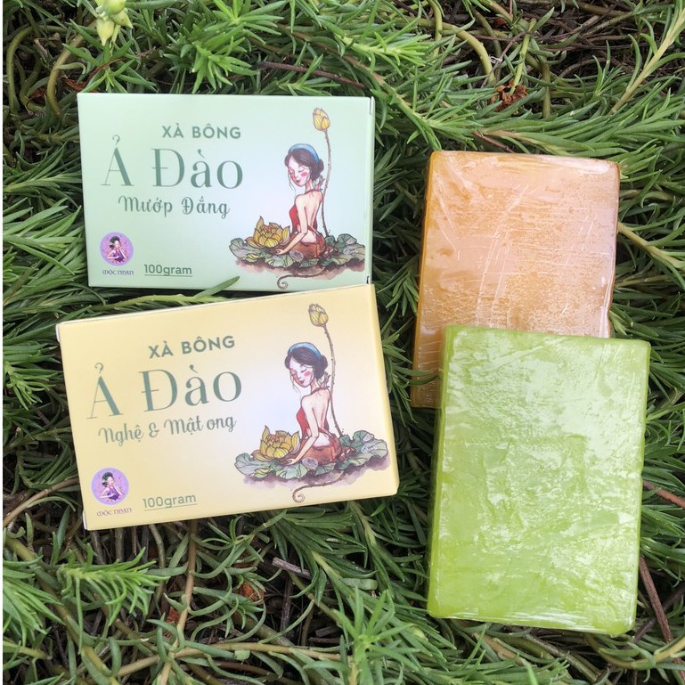 [Mẫu Mới] Xà Bông Nghệ Mật Ong- Xà Bông Mướp Đắng Mộc Nhan Natural Soap Ả Đào Thảo Dược Handmade (Tặng Túi Tạo Bọt)