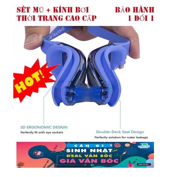 Kính bơi tráng gương, Kính Bơi Có Nút Bịt Tai Chống Tia UV, Thiết Kế Hiện Đại giúp có tầm nhìn rộng khi bơi