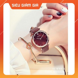Đồng hồ nữ guou chính hãng 8187 dây da mặt tròn kensir