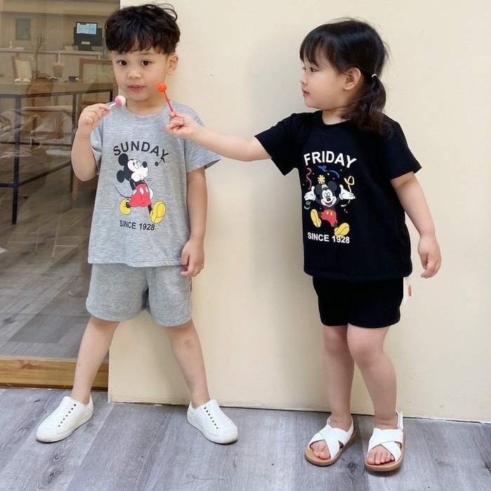 {GIÁ HỦY DIỆT} Bộ hè thun cotton bé trai bé gái trẻ em hình mickey