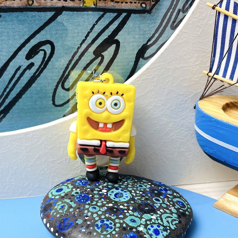 carton Spongebob Octopus Keychain Soft Rubber Cute Couple Bag Pendant Creative Charm gift