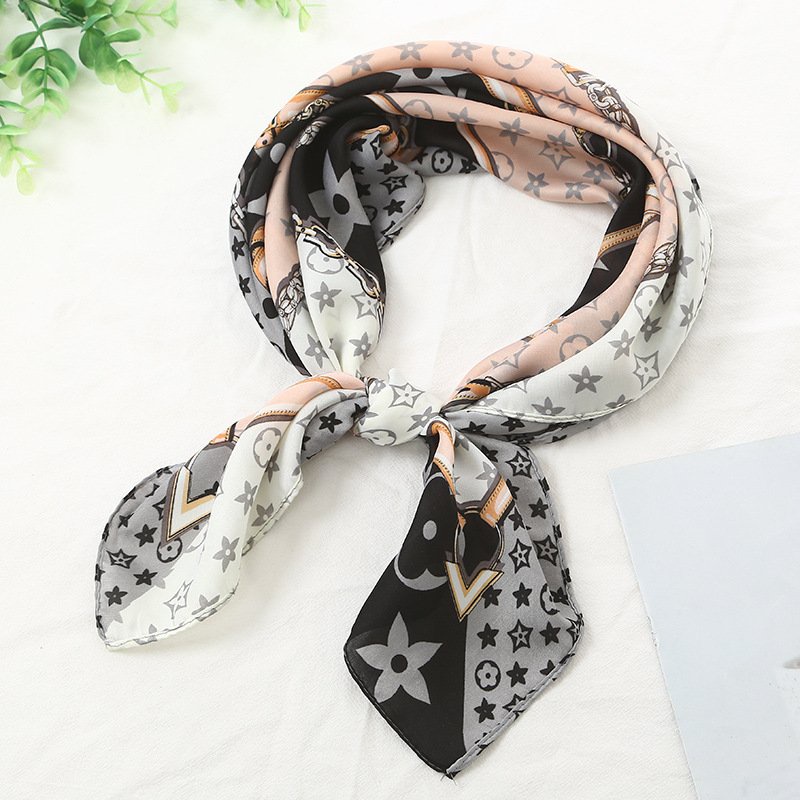 khăn lụa vuông CHỮ HIỆU choàng cổ cao cấp 70x70cm Khăn bandana lụa ThyThy,áo choàng-HOT TREND