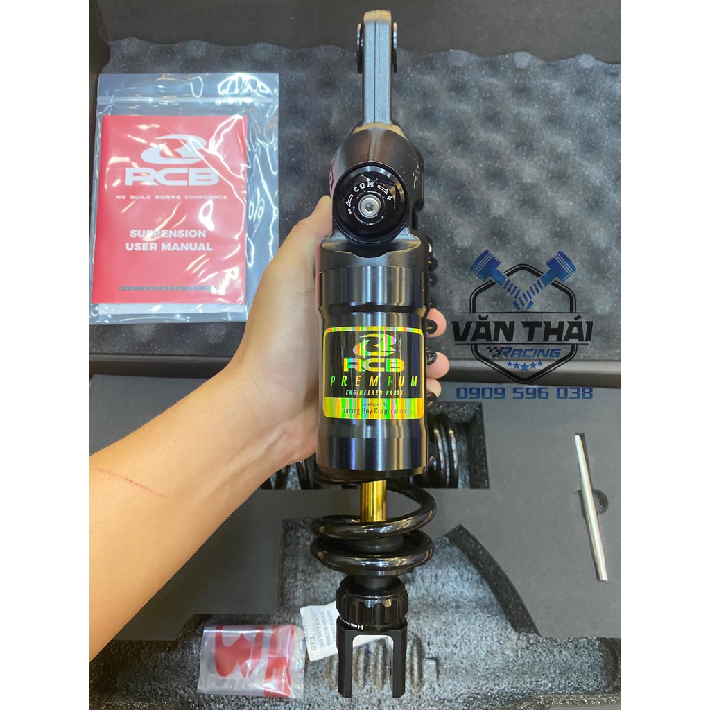 Phuộc Sau RCB Đen Ty vàng VS, VD gắn Vario , Click , Vison , SHmode , Lead ... Chính Hãng 100% Tặng Kèm 1 Lò Xo