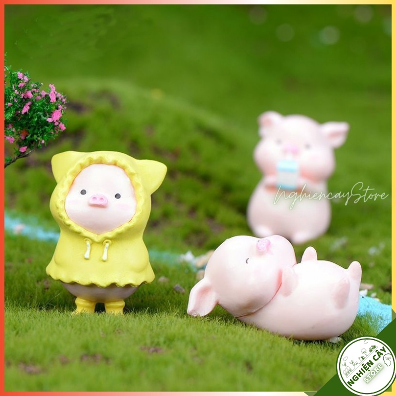 Phụ kiện Heo con ngộ nghĩnh trang trí tiểu cảnh, cây cảnh, sen đá