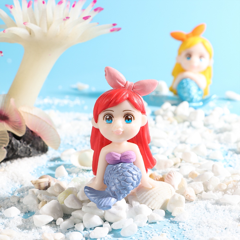 Đồ trang trí Nàng Tiên Cá Thu Nhỏ Nhiều Màu Sắc Dùng Trang Trí Tiểu Cảnh Sân Vườn DIY