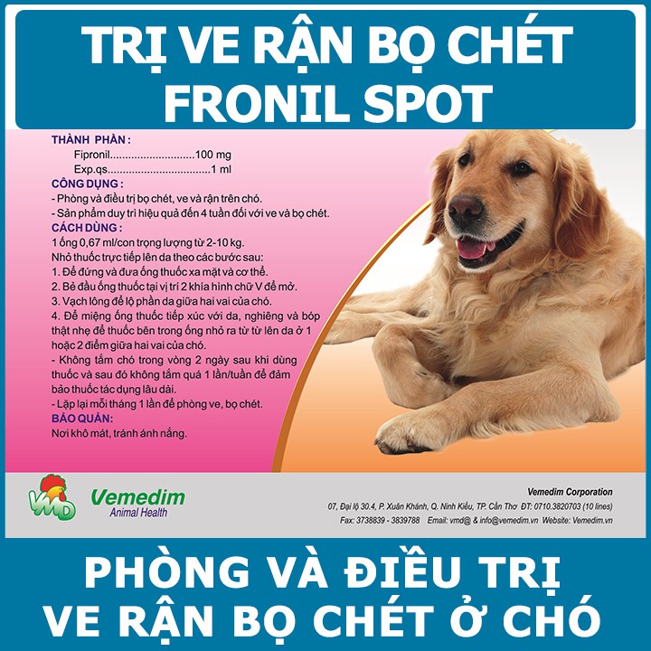 [HÀ NỘI] Ống Nhỏ Gáy Fronil Spot Diệt Ve Rận Bọ Chét Cho Chó Mèo - 01 ống lẻ