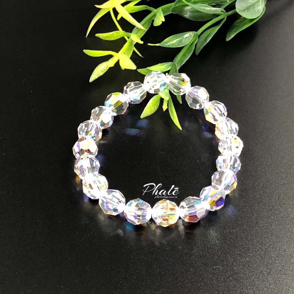 Vòng Tay Pha Lê Tròn Trắng 08mm Được Thiết Kế Từ Pha Lê Swarovski
