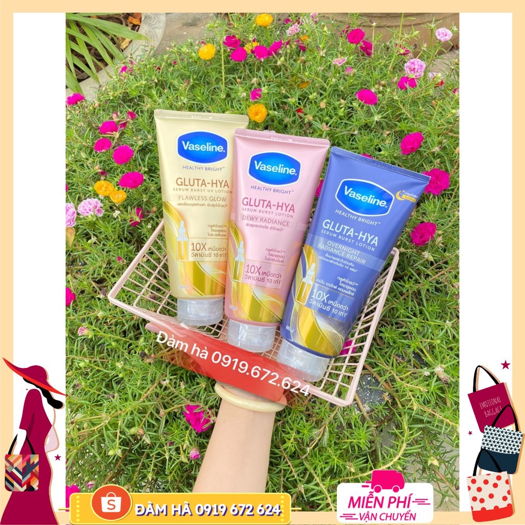 Sữa dưỡng thể Vaseline Gluta HYA Serum Burst Lotion 10X sẵn