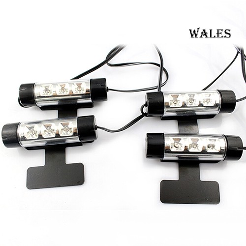 Bộ 4 Dây Đèn Led 3 Bóng 12v Màu Xanh Trang Trí Xe Hơi