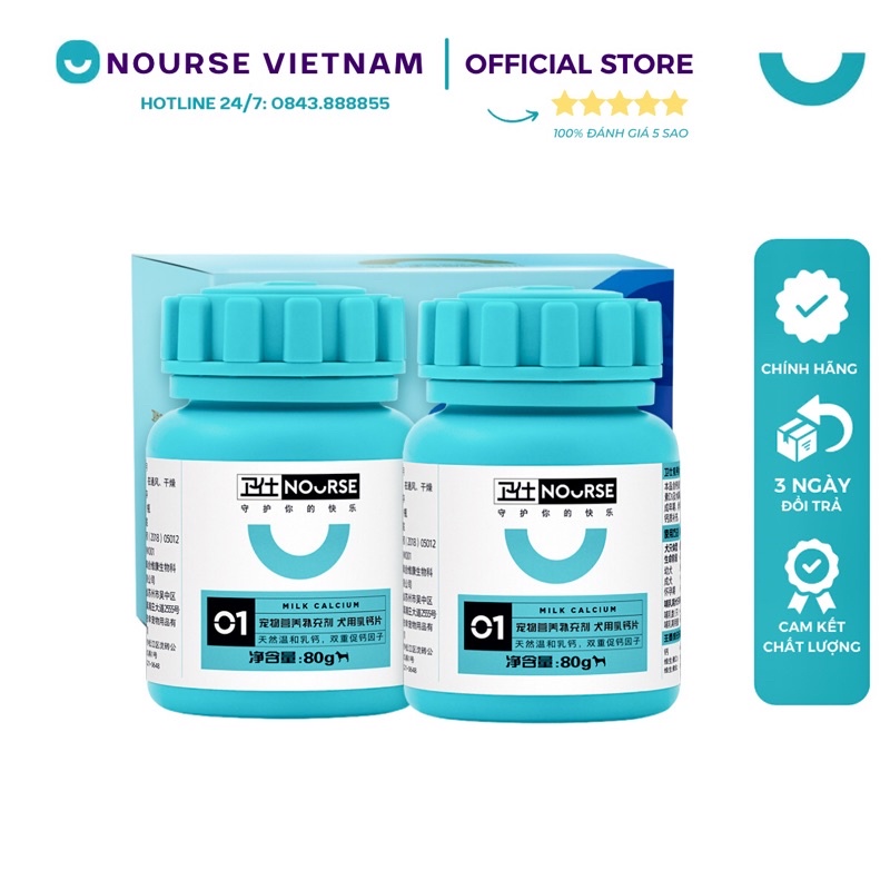 Canxi cho chó mèo Nourse 01 phát triển răng và xương tránh hạ bàn NourseVietnam VN01