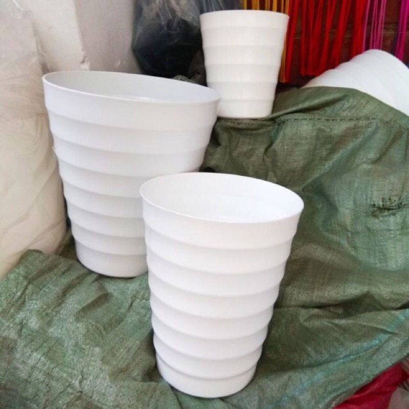 Chậu Nhựa Xoắn, Chậu Vòng Sóng, Chậu Tròn Dáng Cao, Màu Đá Đen Siêu Dày Độ Bền Cao,hàng đẹp và sẵn kho