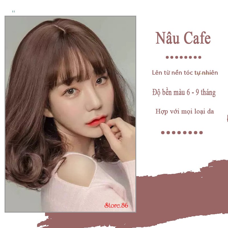 Thuốc nhuộm tóc màu Nâu Caffe kem nhuộm lên chuẩn mầu không sót da đầu màu nhuộm tóc bóng mềm mượt