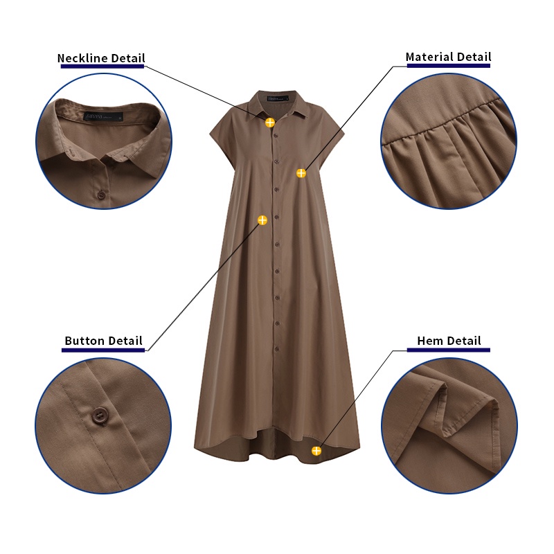 Zanzea Đầm Nữ Tay Ngắn Kiểu Dáng Vintage Thời Trang Cá Tính