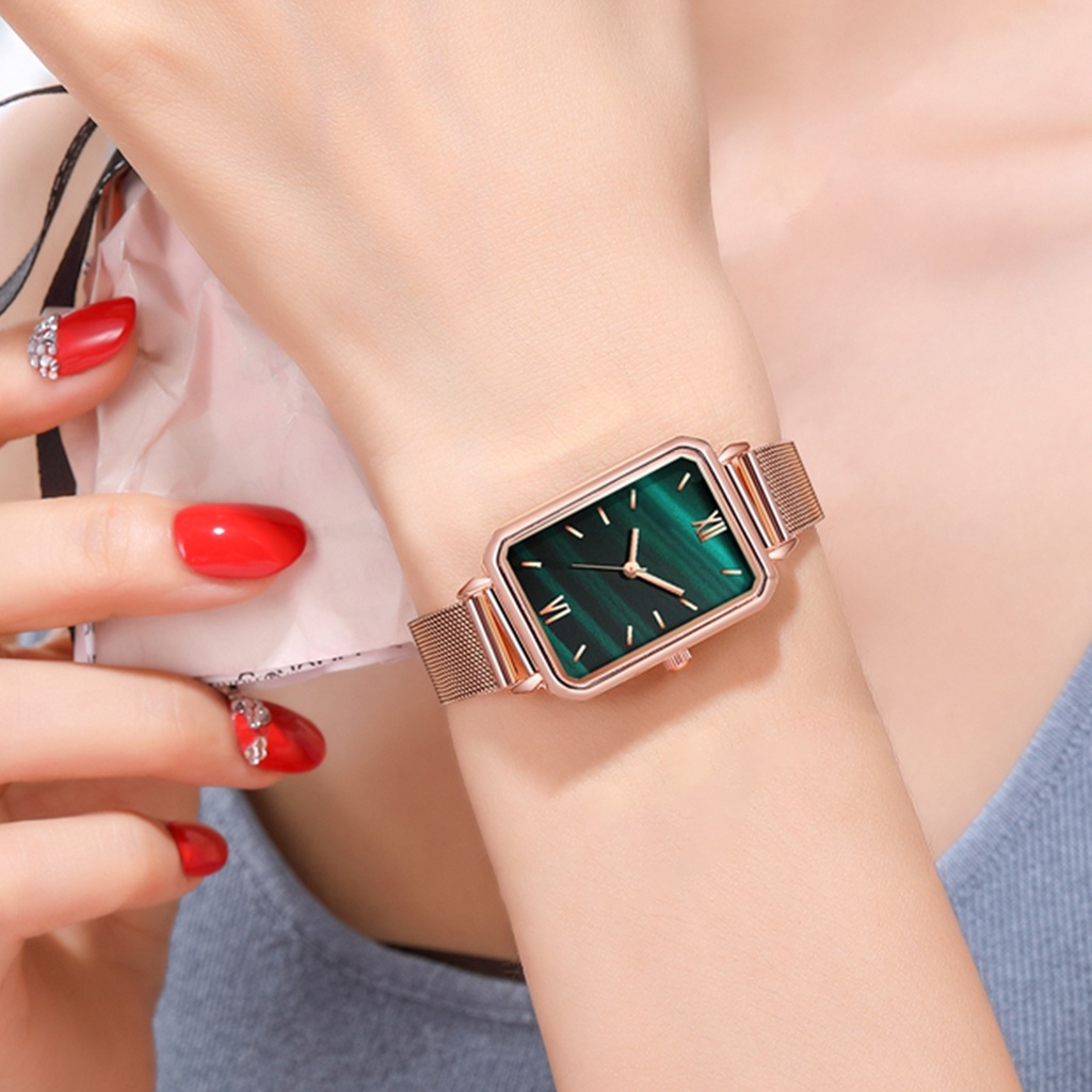 Đồng Hồ MặT Vuông Dây Đeo Giả Da Đơn GiảN Cho Nữ