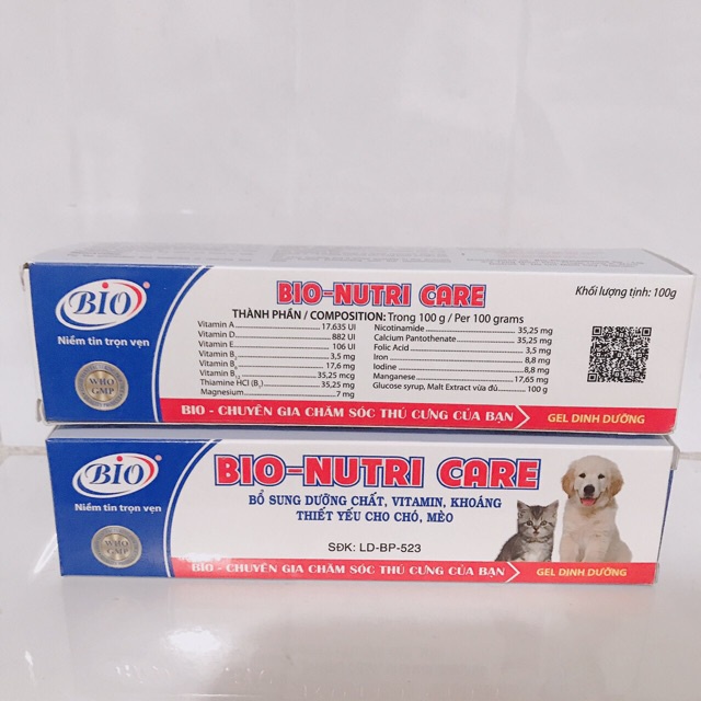 Gel dinh dưỡng Nutri Care của Bio cho chó mèo