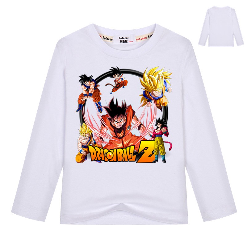 Áo thun anime Nhật Bản của cậu bé Dragon Ball Z goku t áo sơ mi trẻ em dài tay