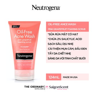 Sữa rữa mặt Neutrogena Oil Free Acne Wash Pink Grapefruit Foaming Scrub ( 124mL )