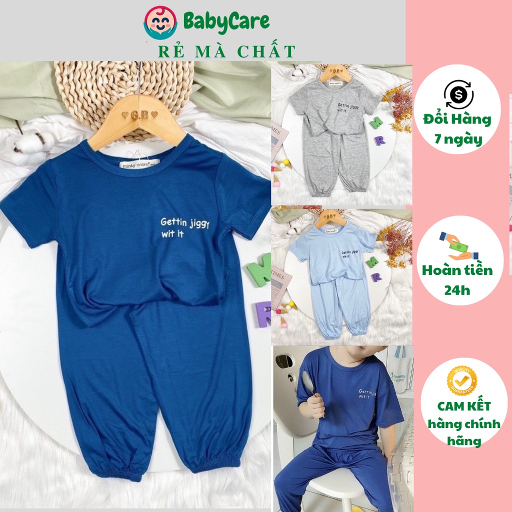 Bộ Dài Tay THUN LẠNH MINKY MOM áo cộc quần dài (alibaba), Bộ quần áo dài tay cho bé trai bé gái từ 5-18kg