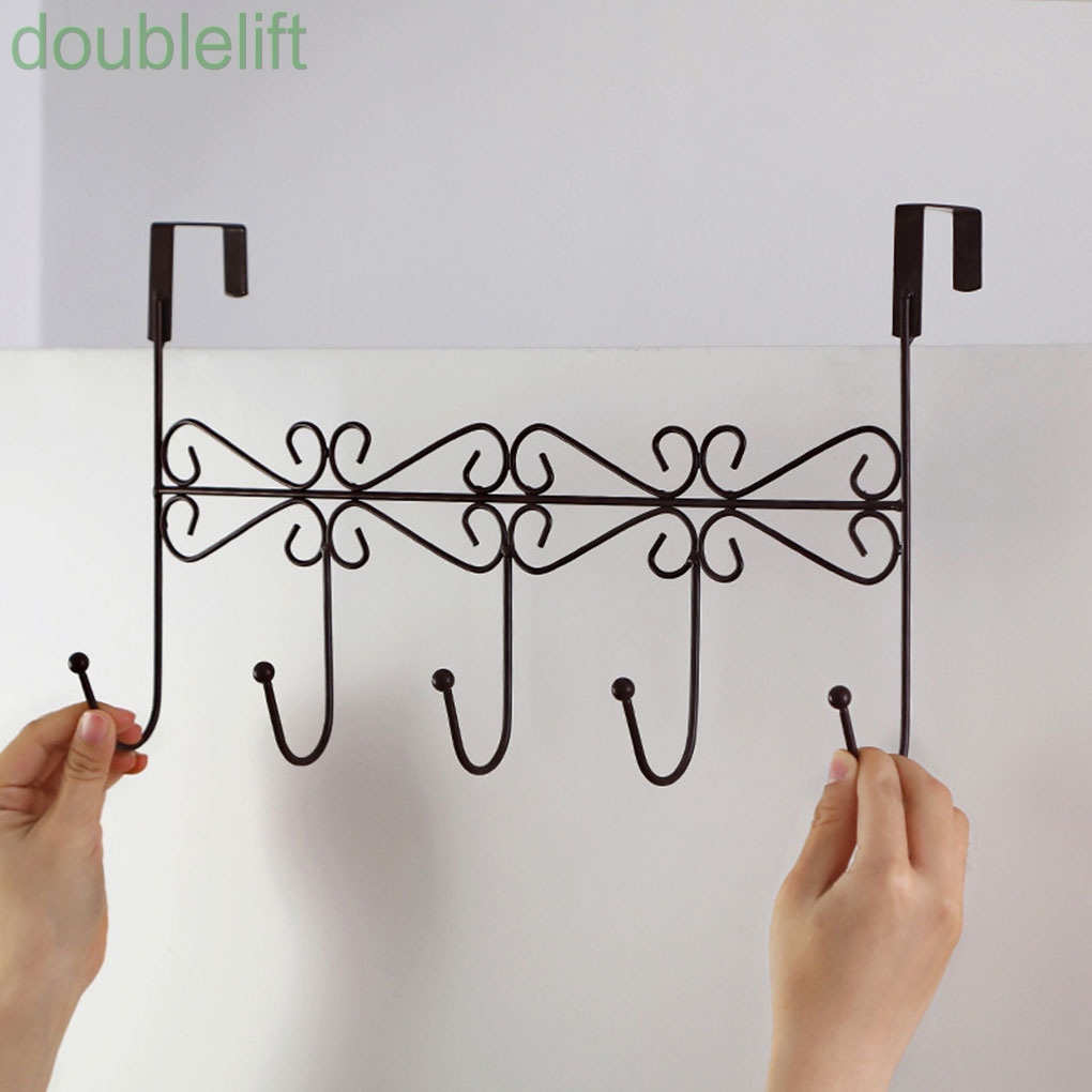 Giá đỡ treo mũ gắn cửa bằng kim loại kèm 5 móc trang trí nhà ở/văn phòng