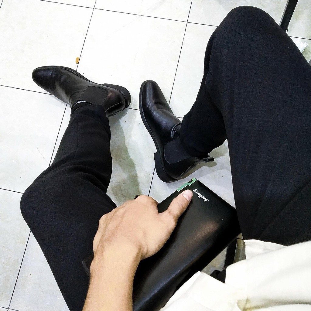 Giày Chelsea Boots Nam da bò đế cao su đúc - Boots cho nam dễ phối đồ tăng chiều cao, giày cao cổ nam da bò.