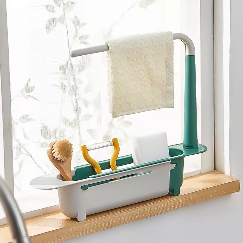 Giá đựng đồ gắn bồn rửa chén nhà bếp có lỗ thoát nước đa năng