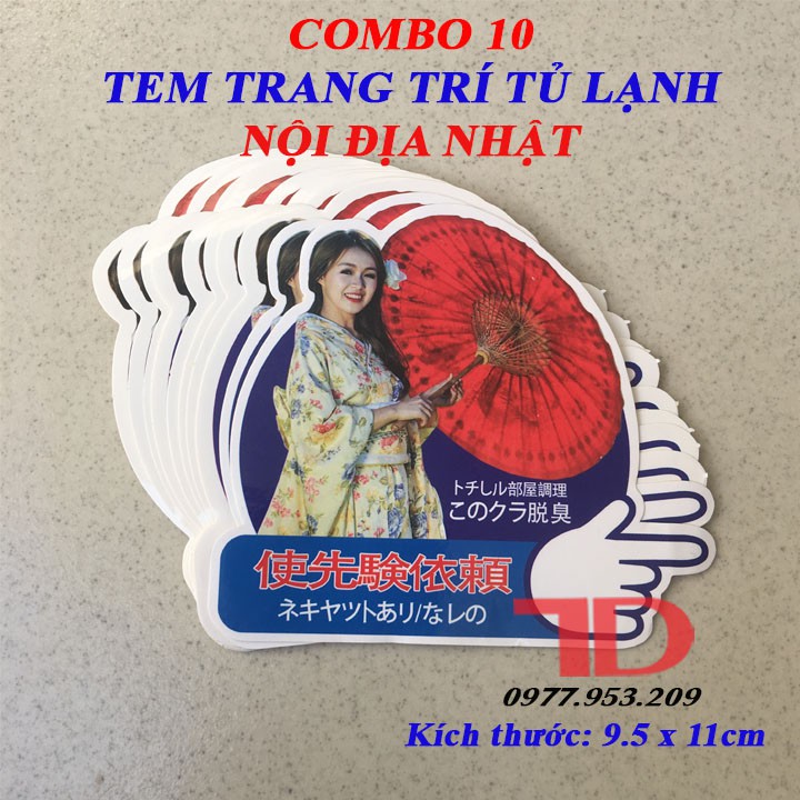 Combo 10 Tem dán trang trí Tủ Lạnh nội địa Nhật 11x9.5cm MS04