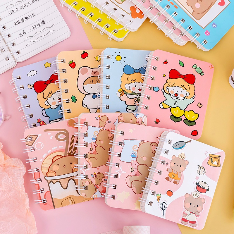 Sổ Tay A7 Ghi Chép Mini Cute, Sổ Ghi Chú Lò Xo Hoạt Hình Xinh Xắn ANANStore