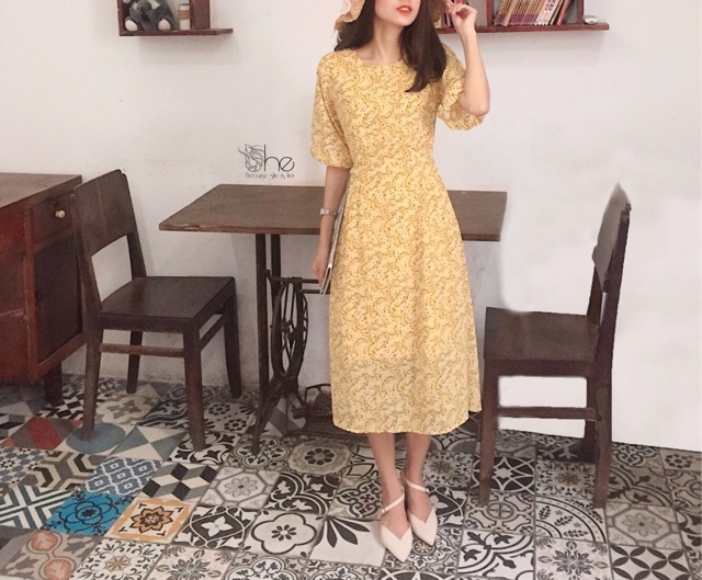 Đầm hoa maxi tay lửng | 3 MÀU | BigBuy360 - bigbuy360.vn