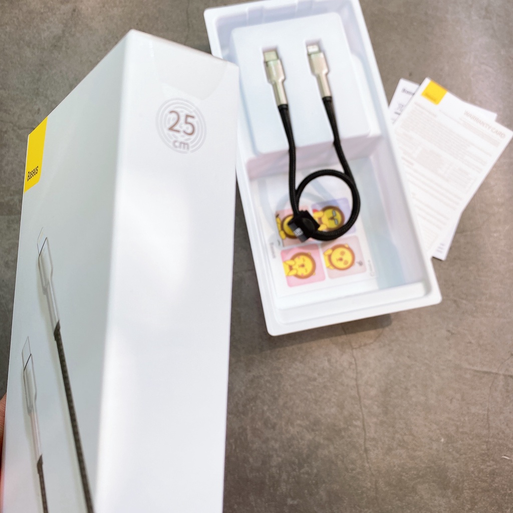 Dây dù sạc nhanh 20W BASEUS ngắn 25Cm Type C to Lighting Max 30W dùng Pin dư Phòng Tiện dụng HD Store
