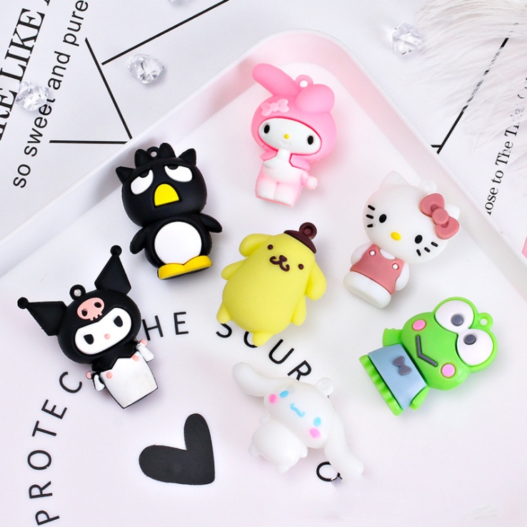 Mô hình các nhân vật hoạt hình Kitty, Cinnamoroll, Kuromi, Pompomp, Badtz Maru dùng làm móc khóa, trang trí Jibbitz, DIY