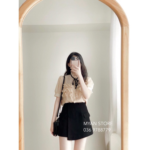 CHÂN VÁY TÚI TRƯỚC LỆCH VẠT CÚC BỌC (KÈM VIDEO ẢNH THẬT) | BigBuy360 - bigbuy360.vn