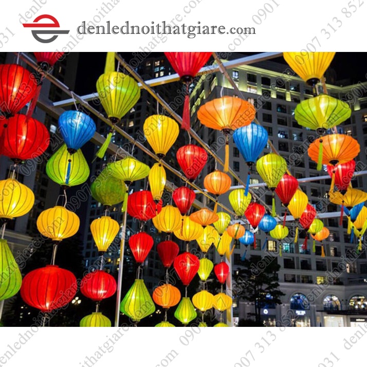 Đèn lồng HỘI AN vải lụa kiểu Tròn vải đẹp, bền