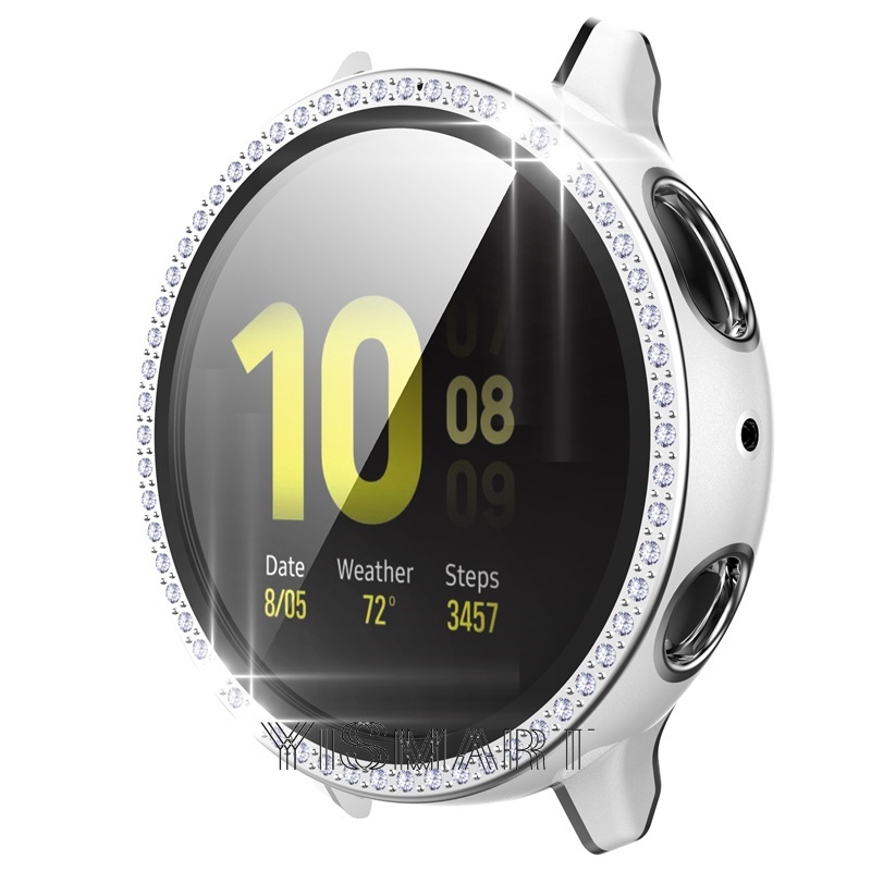 Ốp bảo vệ mặt kính cường lực + PC đính đá cho Samsung Galaxy Watch Active 2 40mm 44mm