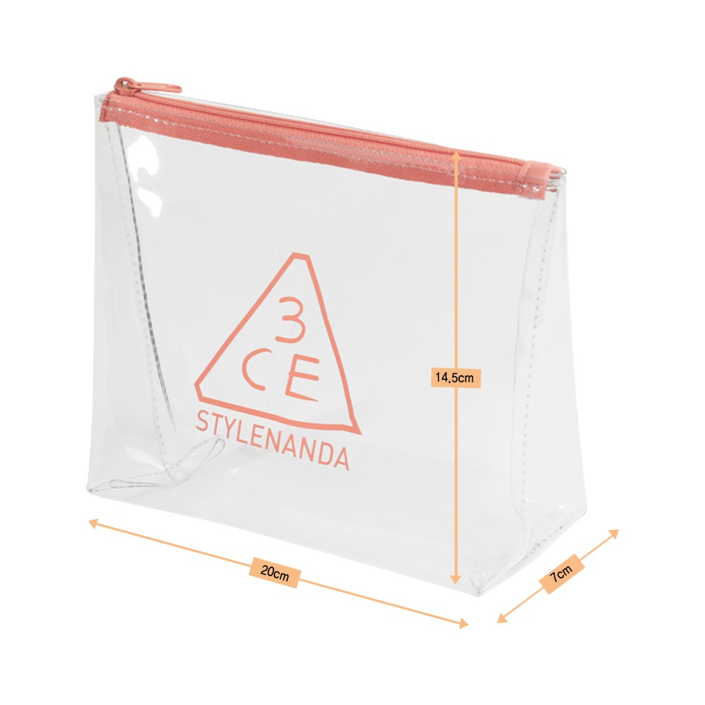 Túi Đựng Mỹ Phẩm 3CE Clear Trapeze Hình Thang Màu Trong Suốt 20 X 14,5 X 7cm