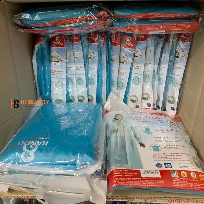 Áo Mưa RANDO Easy Trum APPC-10 -  Kích thước áo : 118 x 91 cm | Trùm Cực Nhanh, Bền Màu | Áo mưa thời trang | Hibuauto