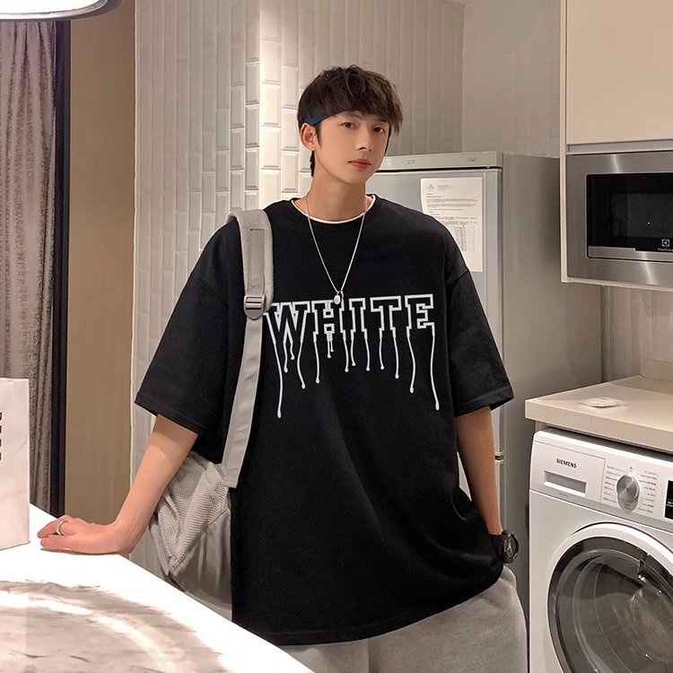 Áo Thun Tay Ngắn Dáng Rộng In Chữ Phong Cách Hip Hop Đường Phố Hàn Quốc Thời Trang Mùa Hè Cho Nam Và Nữ M-8XL