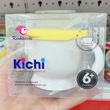 Cốc/Bình Tập Uống Tập Hút Nước 3 Giai Đoạn Kichilachi Có Ống Hút Vạch Chia 150ml Tiện Lợi Cho Bé