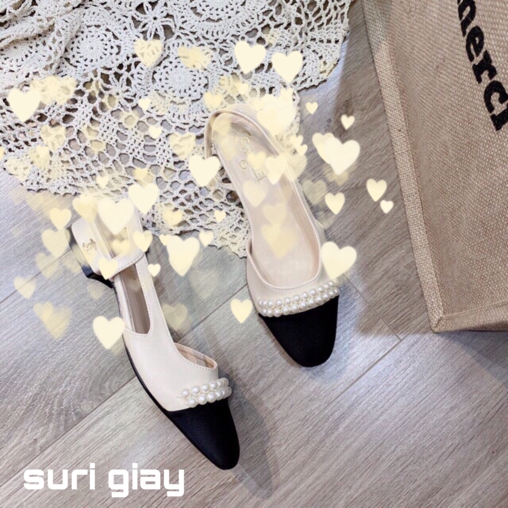 Giày sandal bít mũi viền gót vuông 2p chất đẹp NT03