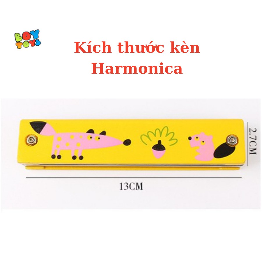 Đồ chơi âm nhạc kèn Acmonica, Harmonica tremolo 16 lỗ họa tiết hoạt hình dễ thương cho bé