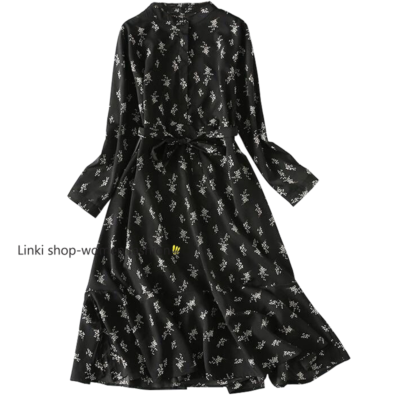 Hàng Có Sẵn⊙ Đầm chiffon Mềm Tay Dài Họa Tiết Hoa Cá Tính Cho Nữ