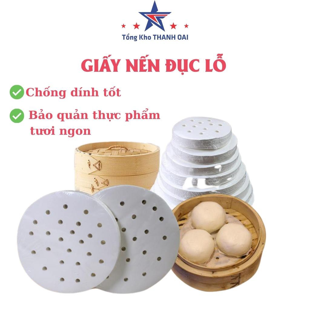 Giấy nến nướng bánh đục lỗ tròn thấm dầu chống dính cho nồi chiên không dầu 200 tờ