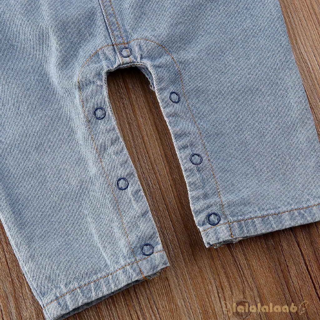 Set áo thun sọc ngang phối quần yếm jeans xinh xắn cho bé gái