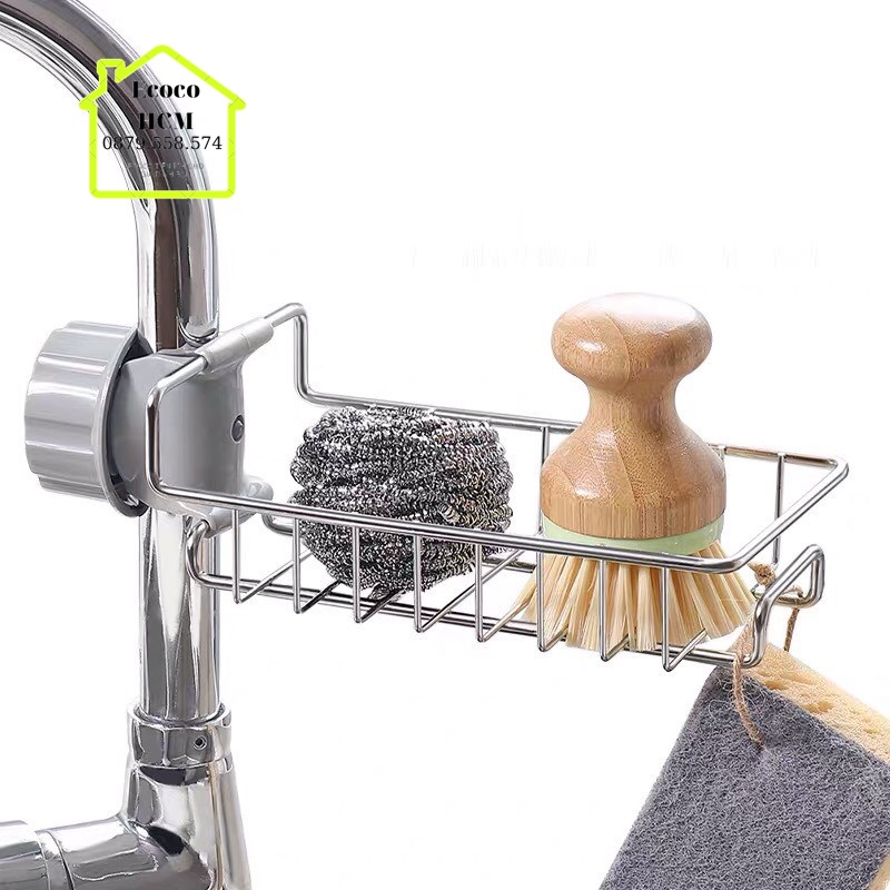 Rổ treo vòi nước rửa chén, giá treo vòi nước phòng tắm tiết kiệm không gian nhà bạn, chất liệu Inox 304