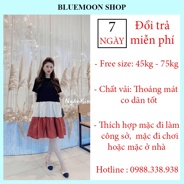 Váy Bầu Cao Cấp 💕 FREE SHIP 💕 Váy Bầu Thời Trang Thiết Kế Dáng Suông Phối 3 màu Siêu Đẹp