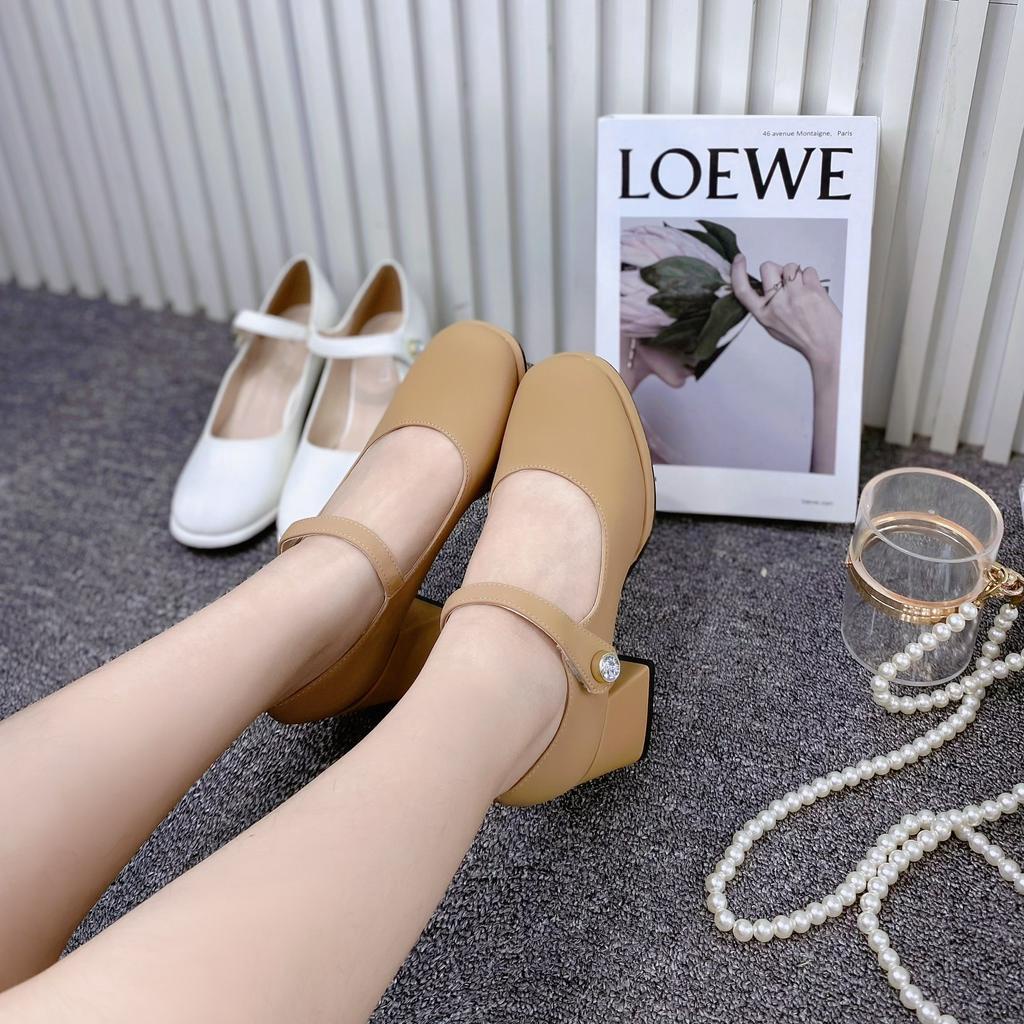 Min's Shoes - Giày Mary Jane Gót Vuông Da Mềm Cao Cấp V268