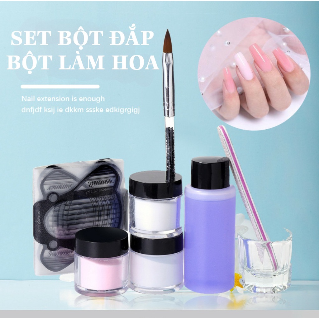 Nguyên Bộ Bột Đắp Làm Hoa Chuyên Nghiệp | Gồm 8 Dụng Cụ Làm Móng