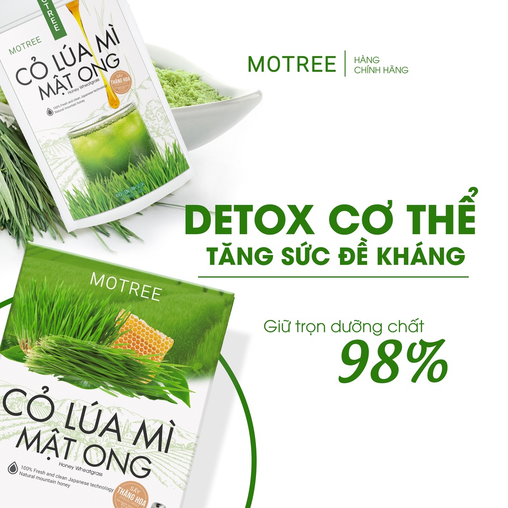 [Mã BMLTA50 giảm 10% đơn 99K] Bột cỏ lúa mì mật ong MOTREEE sấy thăng hoa công nghệ Nhật Bản hộp 54gr