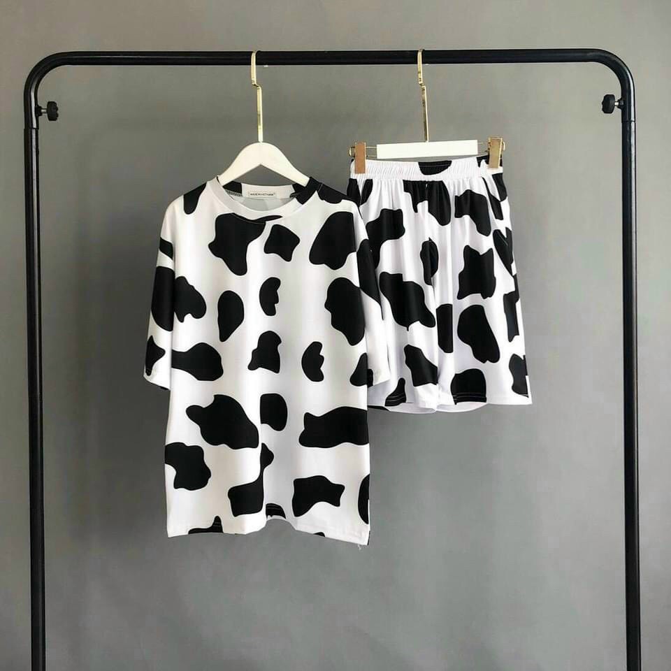 Set Bộ Bò Sữa From Rộng Unisex - Lapi VN, Đồ Bộ Mặc Nhà Tay Lỡ  Nam Nữ Đều Mặc Được